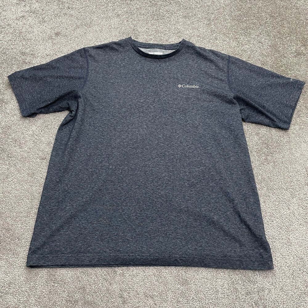 Columbia Omni Wick T-Shirt Men Large Heather Blue Crew Neck Short Sleeve Tee Top